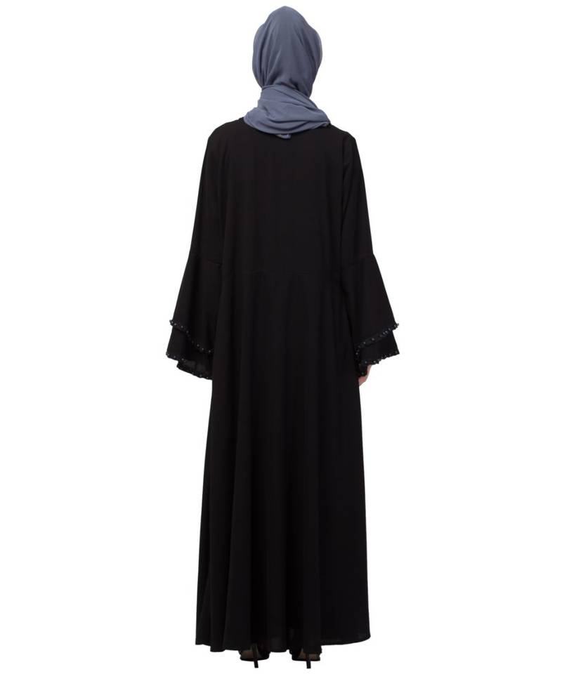 Nazneen Pleats and Beads with Bell sleeve  Abaya