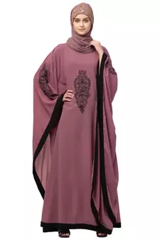 Nazneen Center & Sleeve embroidery contrast Band Kaftan