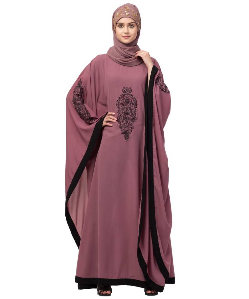 Nazneen Center & Sleeve embroidery contrast Band Kaftan