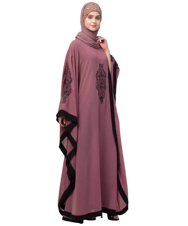 Nazneen Center & Sleeve embroidery contrast Band Kaftan