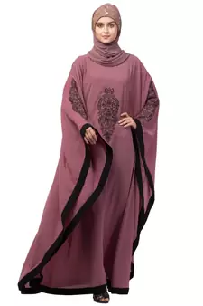 Nazneen Center & Sleeve embroidery contrast Band Kaftan