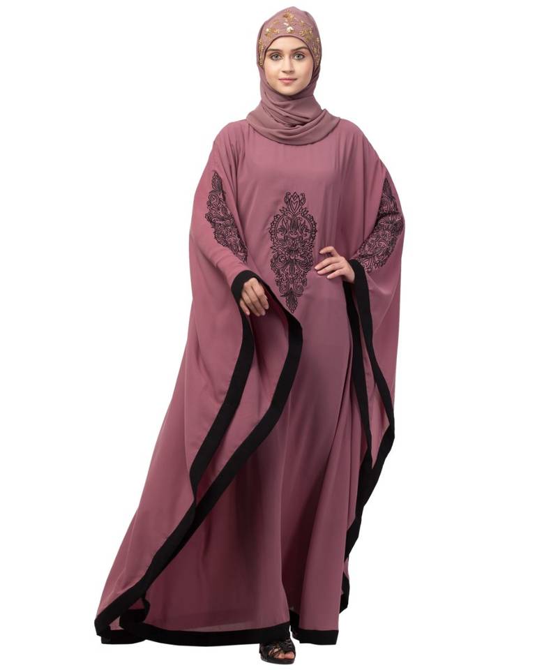 Nazneen Center & Sleeve embroidery contrast Band Kaftan