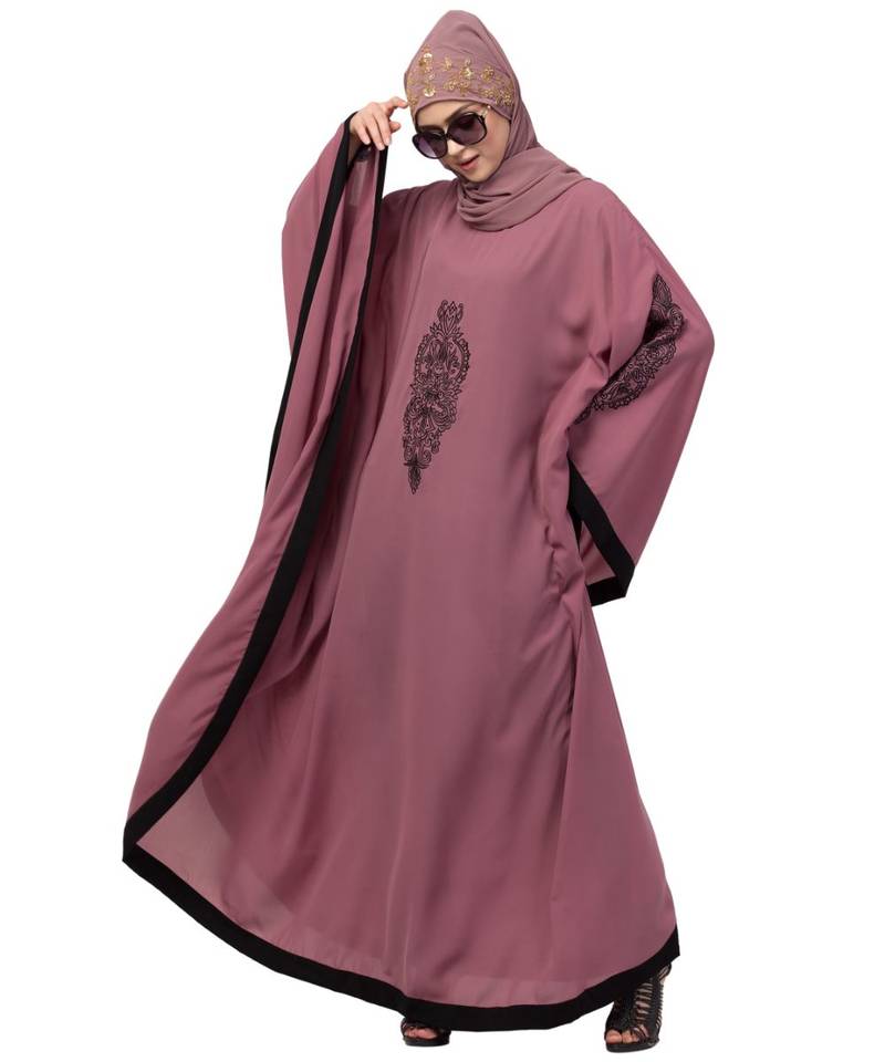 Nazneen Center & Sleeve embroidery contrast Band Kaftan