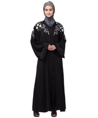 Nazneen Front to back Resham Embroidery Front Open  Abaya 2