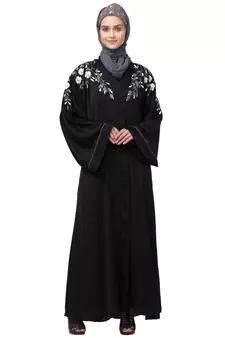 Nazneen Front to back Resham Embroidery Front Open  Abaya