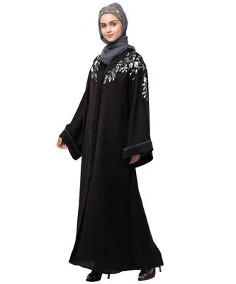 Nazneen Front to back Resham Embroidery Front Open  Abaya 3