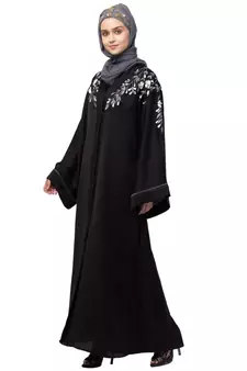 Nazneen Front to back Resham Embroidery Front Open  Abaya