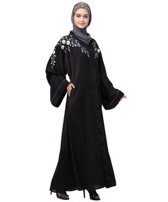 Nazneen Front to back Resham Embroidery Front Open  Abaya 4