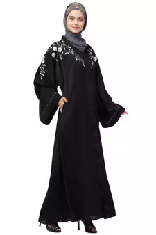 Nazneen Front to back Resham Embroidery Front Open  Abaya