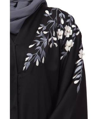 Nazneen Front to back Resham Embroidery Front Open  Abaya 5