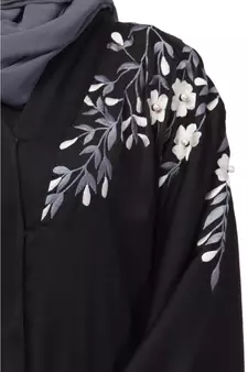 Nazneen Front to back Resham Embroidery Front Open  Abaya