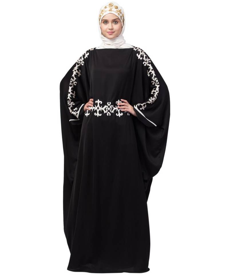 Nazneen waist and both sleeve resham embroidery Nida kaftan