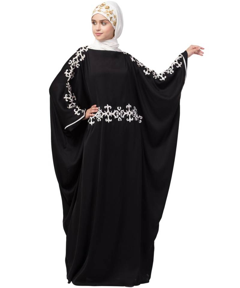 Nazneen waist and both sleeve resham embroidery Nida kaftan