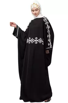 Nazneen waist and both sleeve resham embroidery Nida kaftan