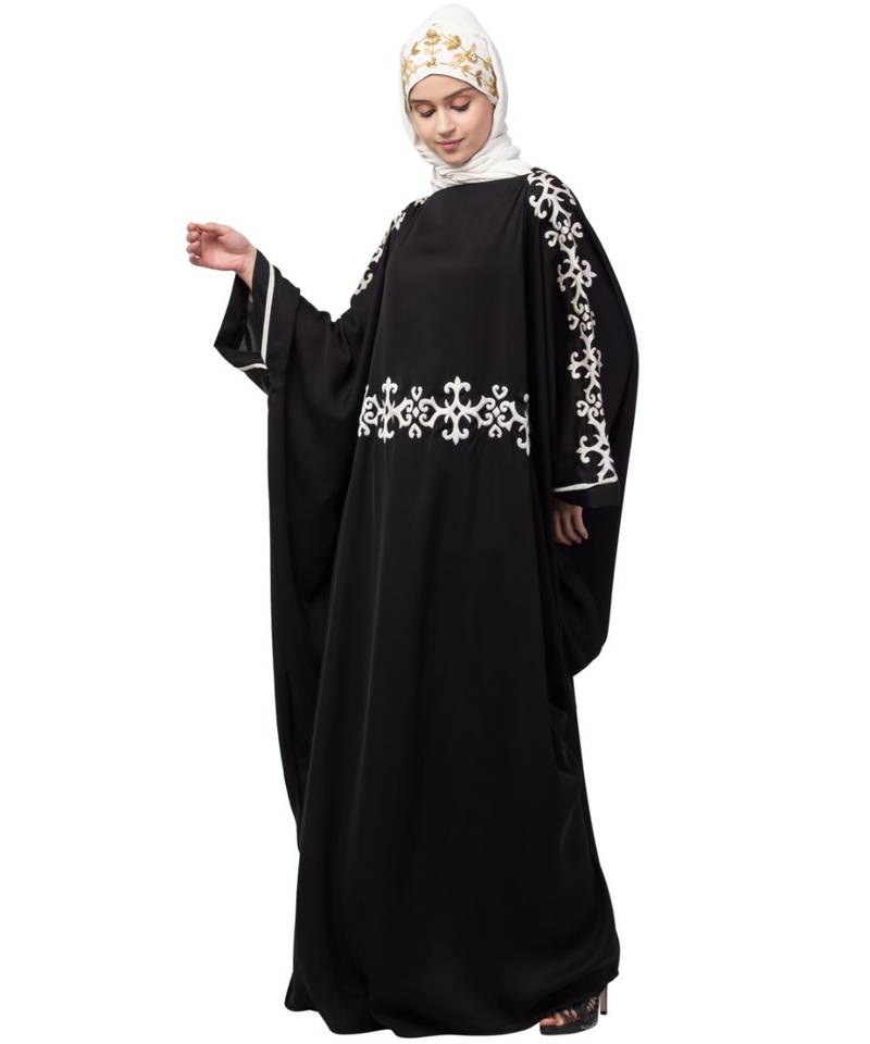 Nazneen waist and both sleeve resham embroidery Nida kaftan