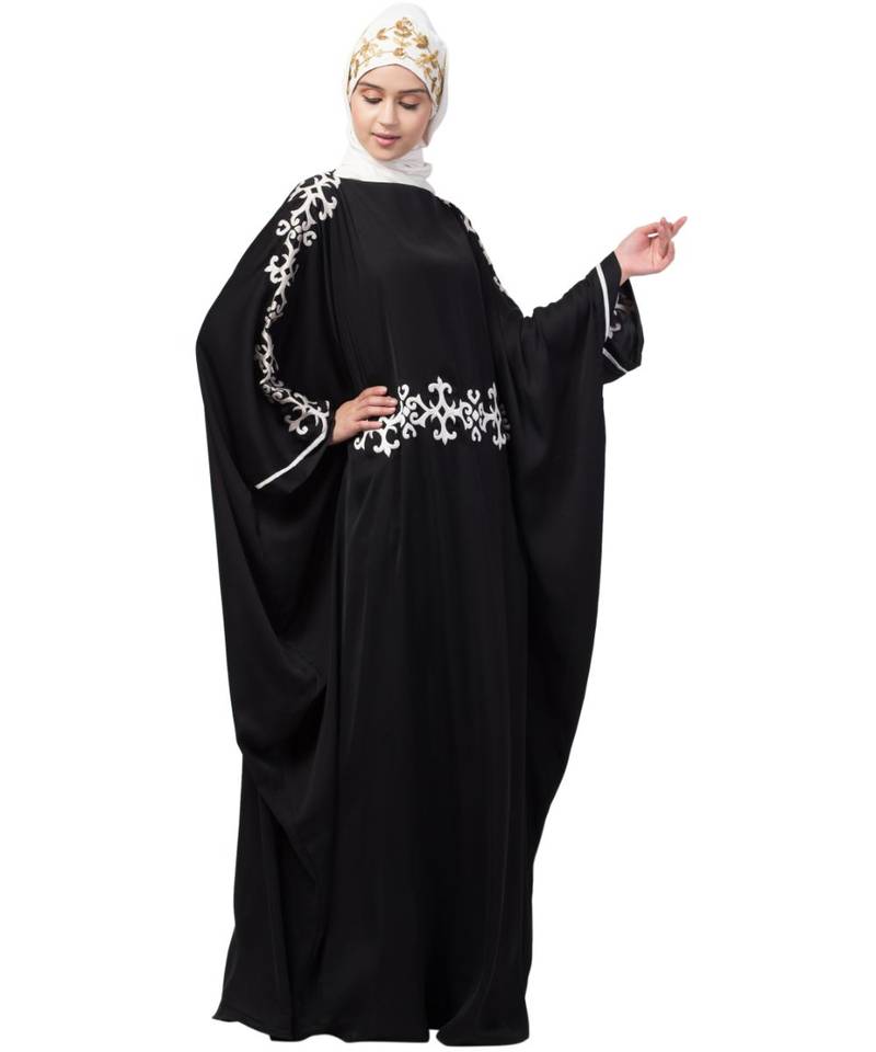 Nazneen waist and both sleeve resham embroidery Nida kaftan