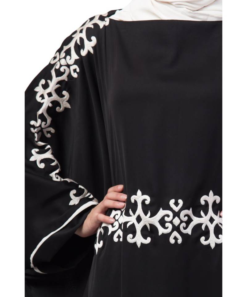 Nazneen waist and both sleeve resham embroidery Nida kaftan