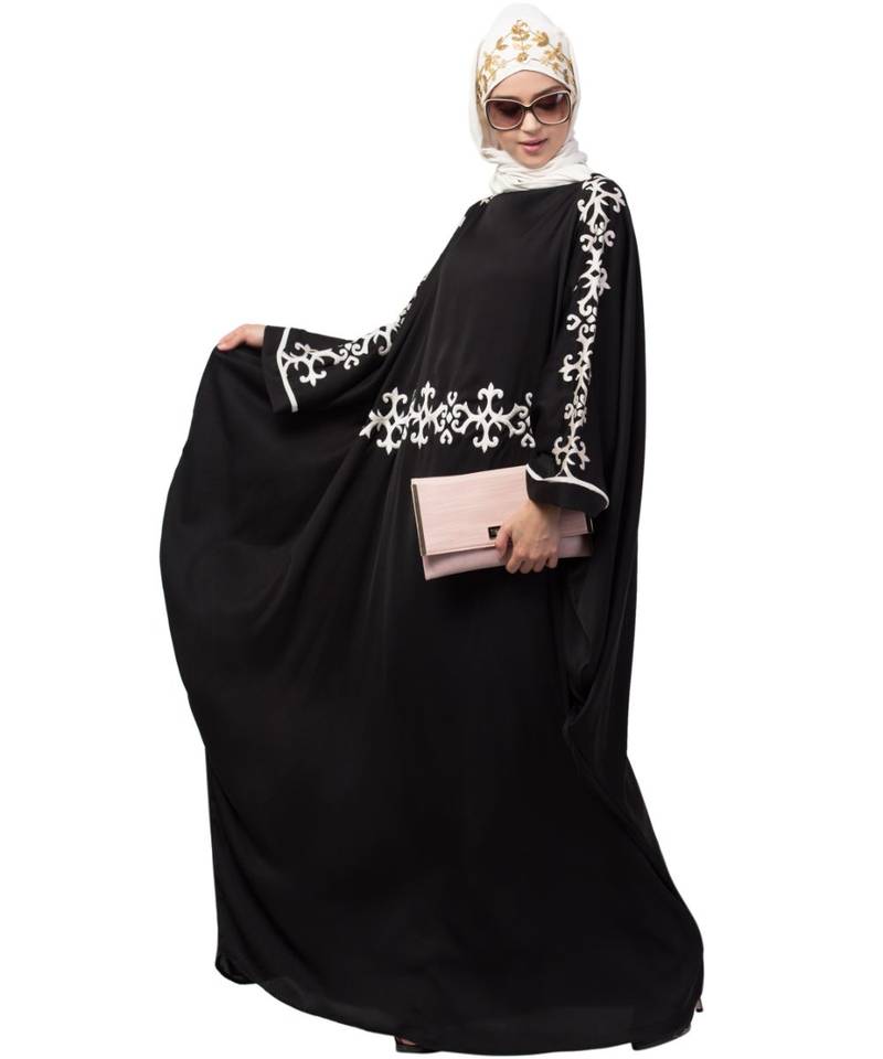 Nazneen waist and both sleeve resham embroidery Nida kaftan