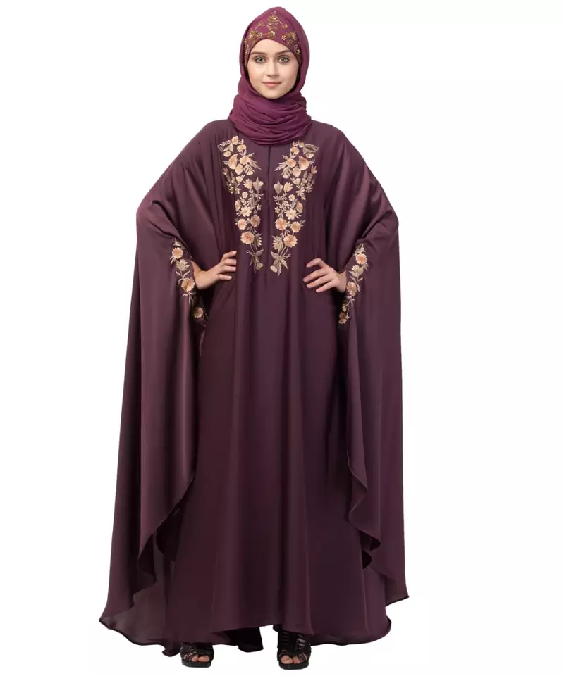 Nazneen Neck and Sleeve Embroidered Irani Kaftan