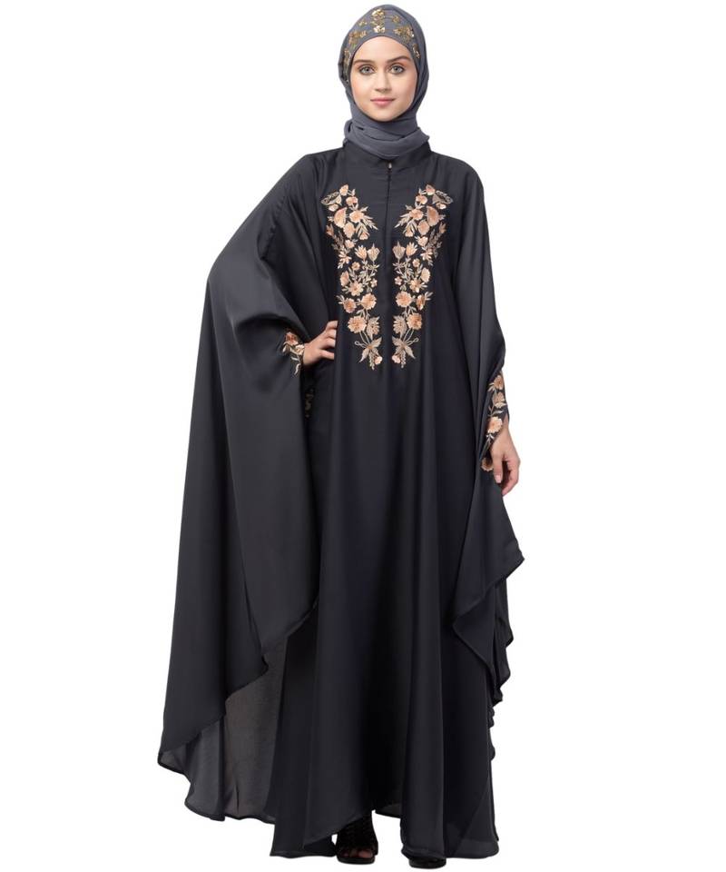 Nazneen Neck and Sleeve Embroidered Irani Kaftan