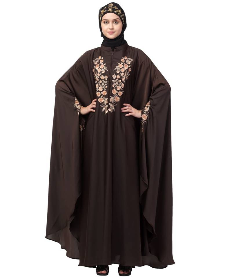 Nazneen Neck and Sleeve Embroidered Irani Kaftan