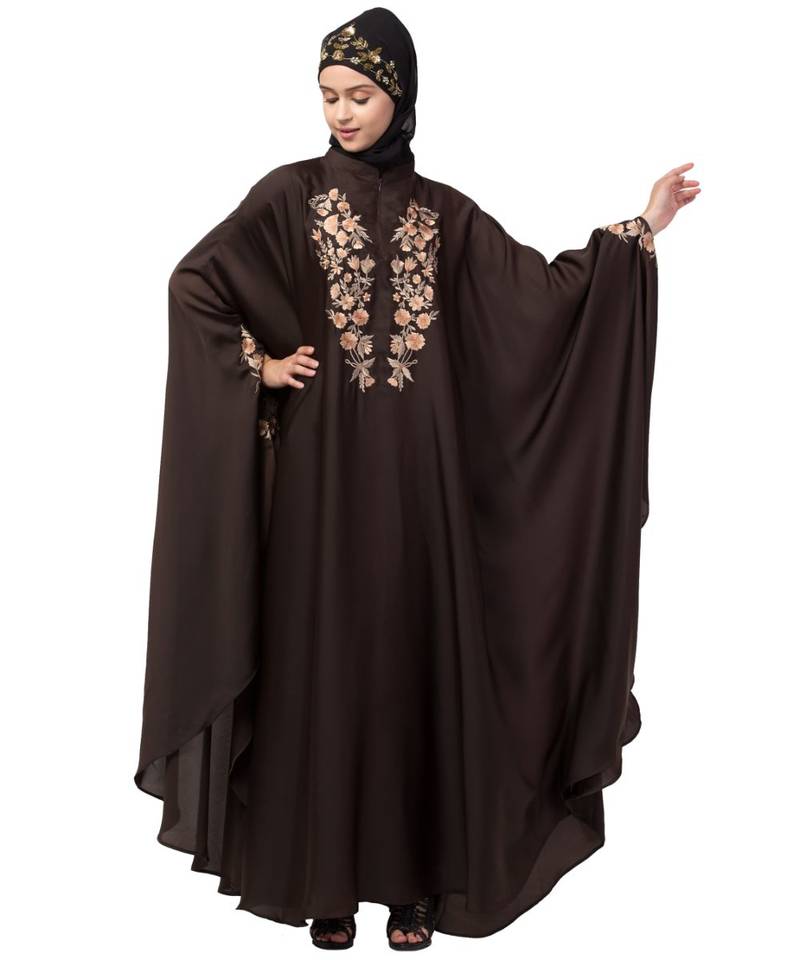 Nazneen Neck and Sleeve Embroidered Irani Kaftan