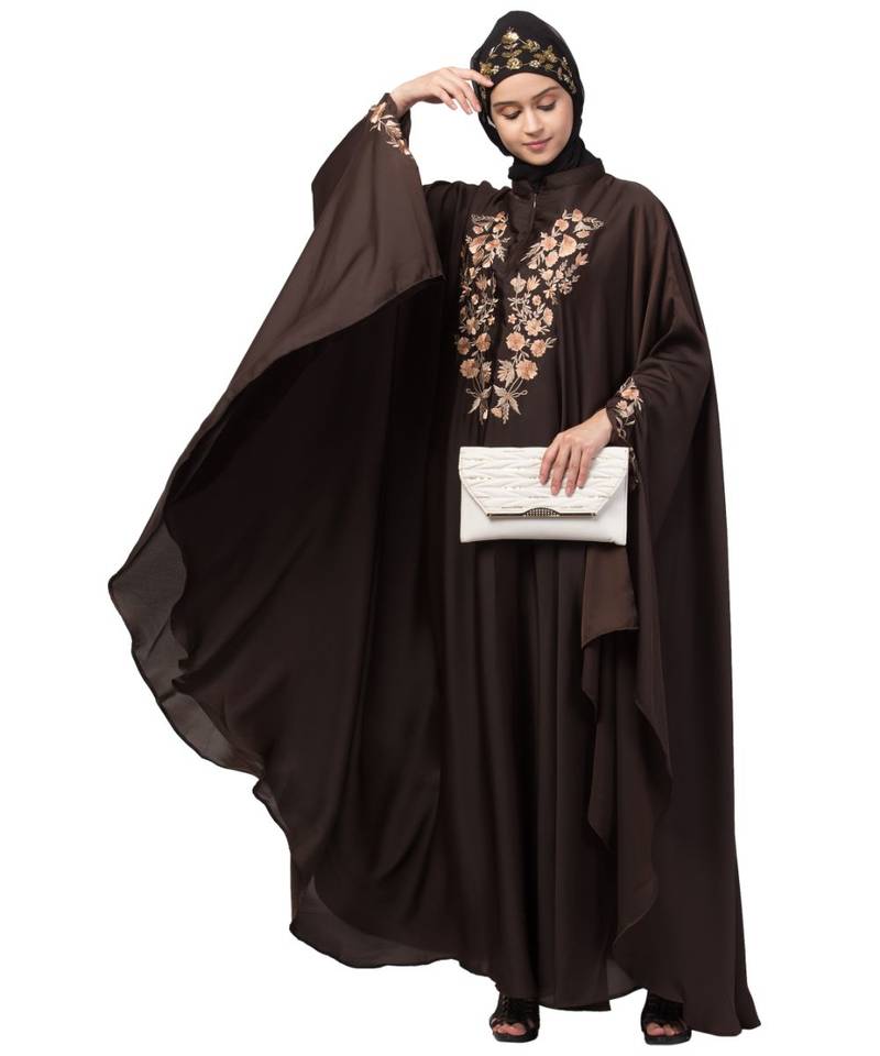 Nazneen Neck and Sleeve Embroidered Irani Kaftan
