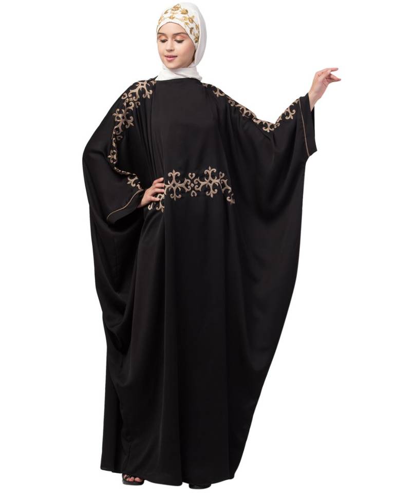 Nazneen waist and both sleeve resham embroidery Nida kaftan