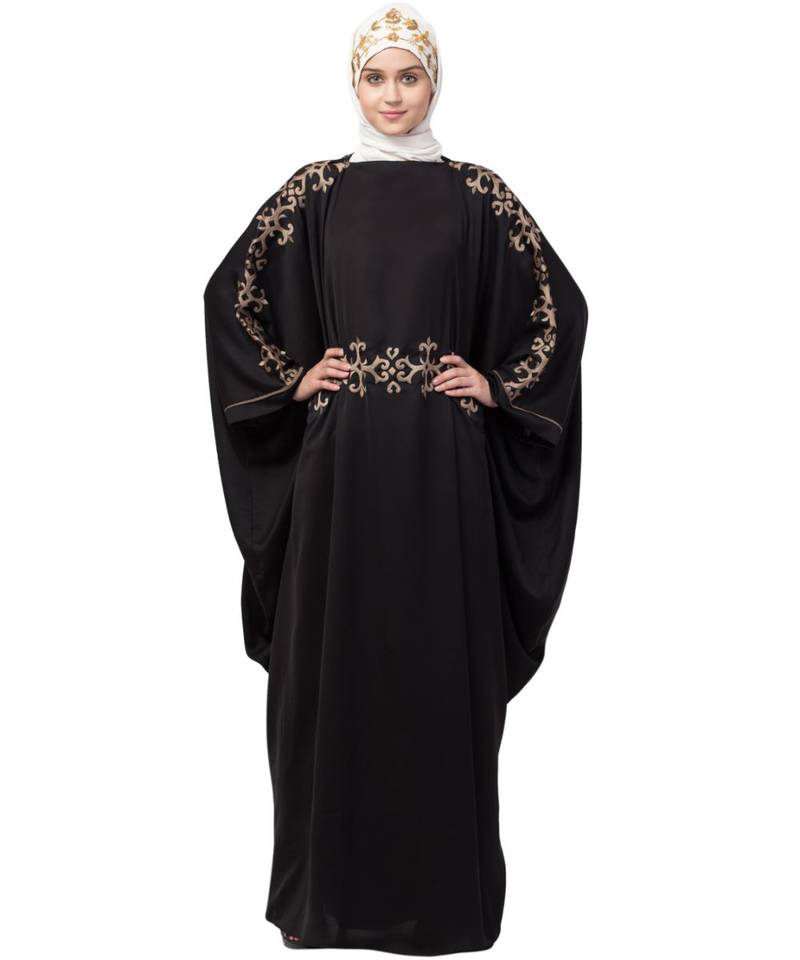 Nazneen waist and both sleeve resham embroidery Nida kaftan