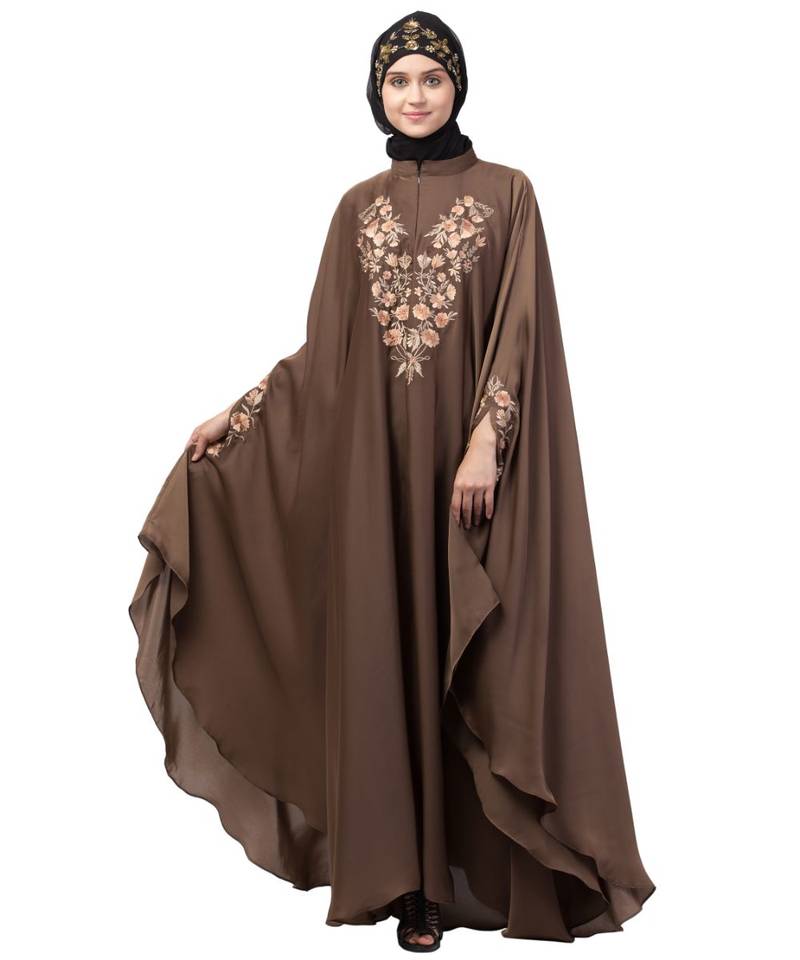 Nazneen Neck and Sleeve Embroidered Irani Kaftan