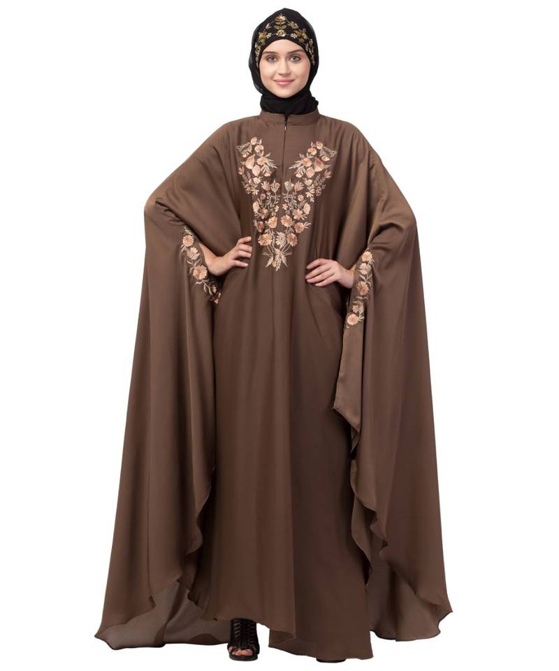 Nazneen Neck and Sleeve Embroidered Irani Kaftan