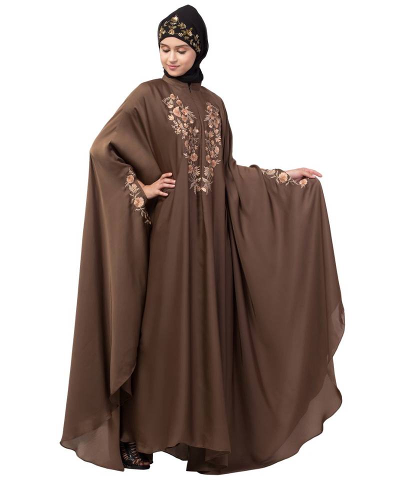 Nazneen Neck and Sleeve Embroidered Irani Kaftan