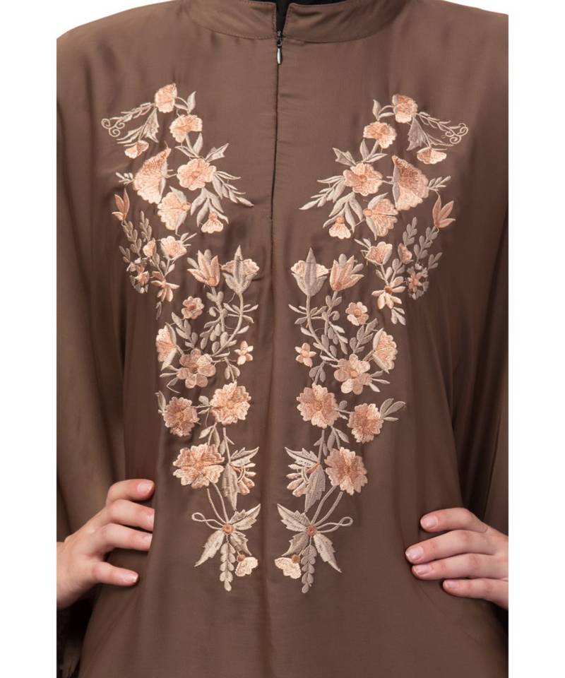Nazneen Neck and Sleeve Embroidered Irani Kaftan