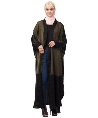 Nazneen two colors front open kaftan cum abaya 1
