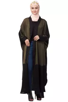 Nazneen two colors front open kaftan cum abaya