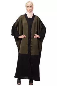 Nazneen two colors front open kaftan cum abaya