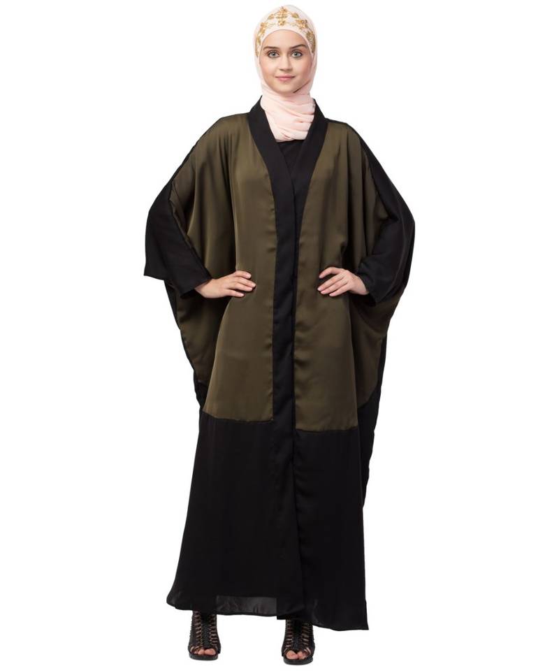 Nazneen two colors front open kaftan cum abaya