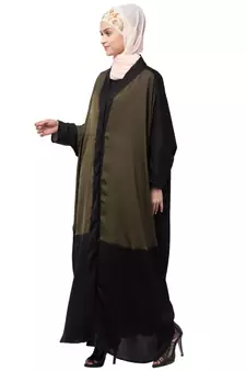 Nazneen two colors front open kaftan cum abaya