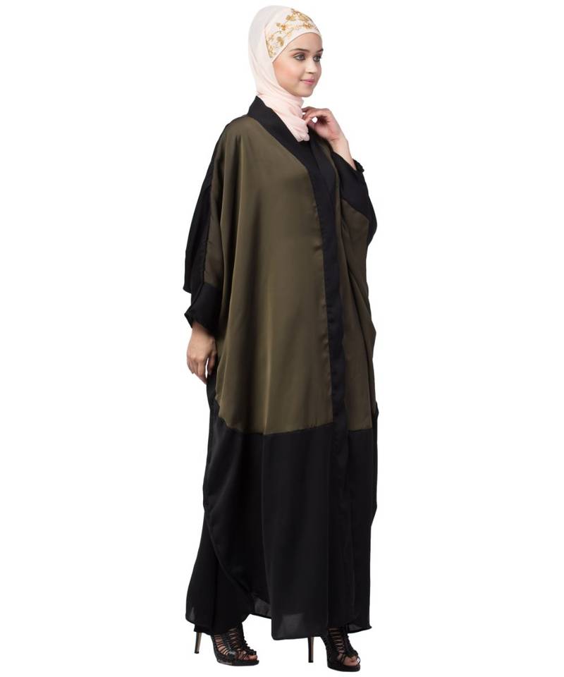 Nazneen two colors front open kaftan cum abaya