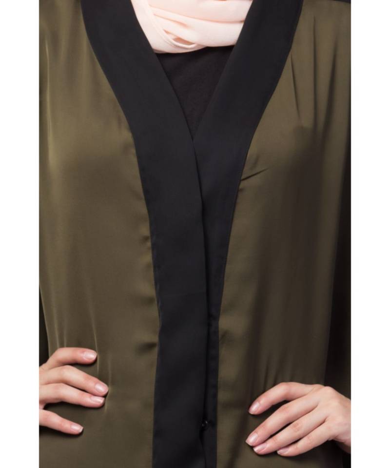Nazneen two colors front open kaftan cum abaya
