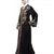 Nazneen front and sleeve resham embroidery contrast band front open abaya