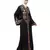 Nazneen front and sleeve resham embroidery contrast band front open abaya