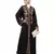 Nazneen front and sleeve resham embroidery contrast band front open abaya