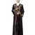 Nazneen front and sleeve resham embroidery contrast band front open abaya