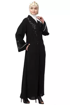 Nazneen Front open Hand work at both side and sleeve Abaya
