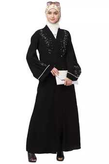 Nazneen Front open Hand work at both side and sleeve Abaya