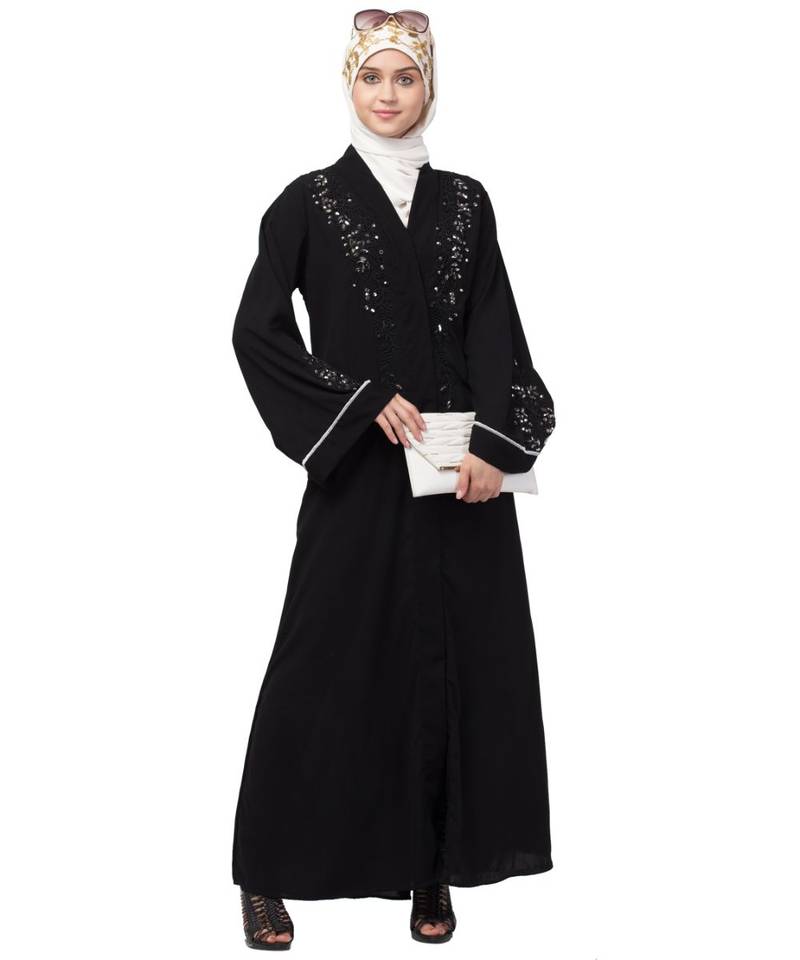 Nazneen Front open Hand work at both side and sleeve Abaya