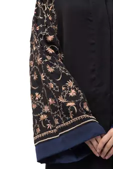 NazneenBoth sleeve resham embroidered front open Dubai Abaya