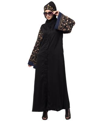 NazneenBoth sleeve resham embroidered front open Dubai Abaya 6