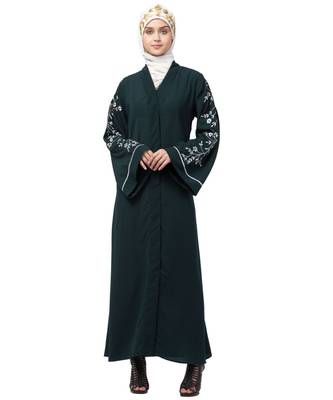 Nazneen Front Open Sleeve Resham Embroidery Abaya 1